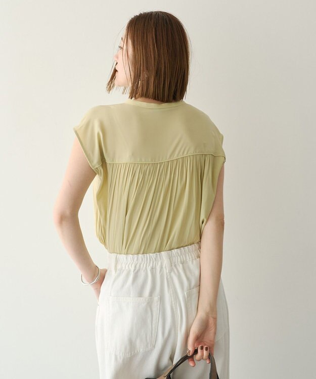 YECCA VECCA <<接触冷感>>フレンチスリーブギャザーブラウス Yellow