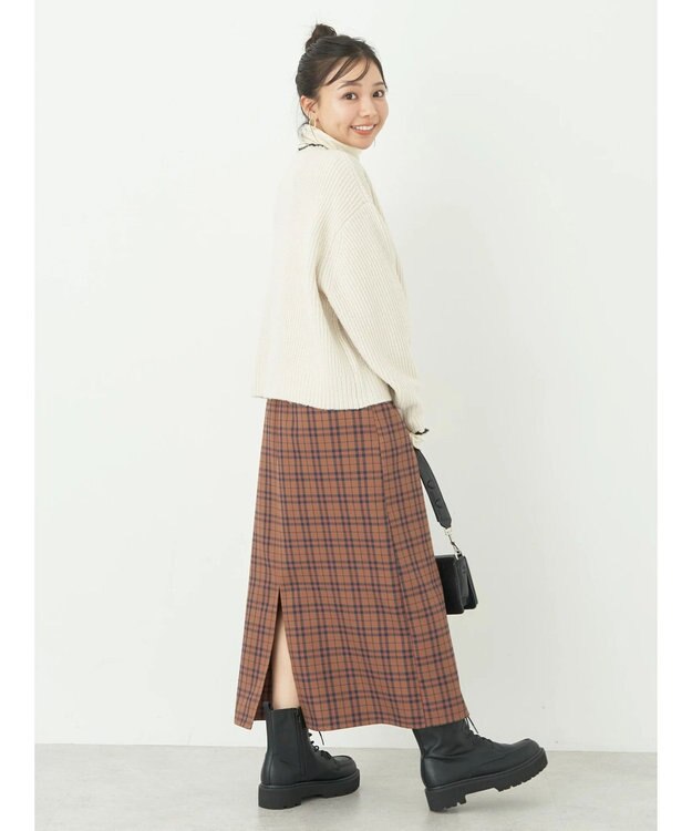 earth music&ecology スカラップニットカーディガン Ivory