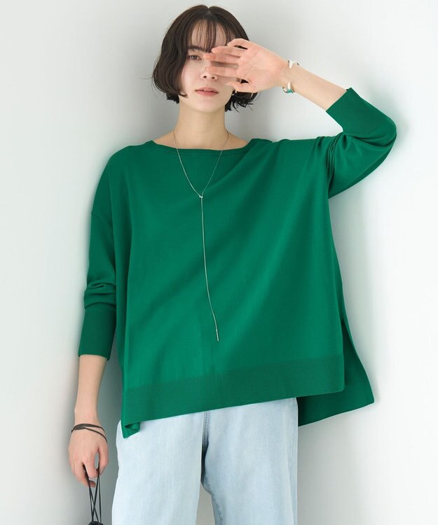 UNFILO マイビューティニット ボートネック グリーン