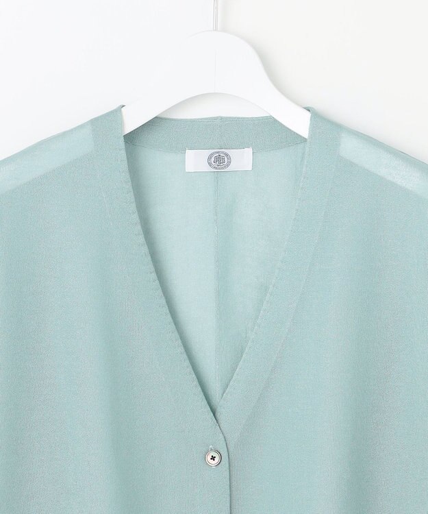 J.PRESS LADIES 【WEB限定カラーあり・洗える】SHEER LIGHT KNIT Vネック カーディガン アクアグリーン系