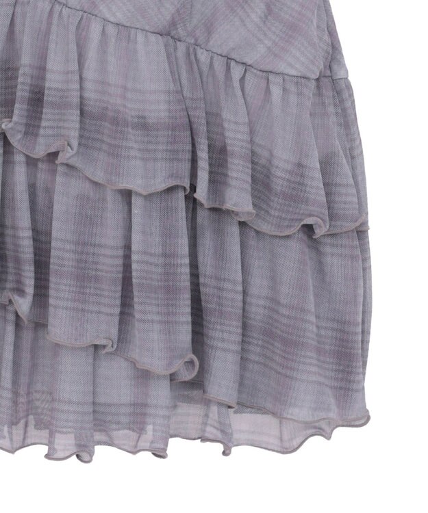 earth music&ecology フロントリボンチェックミニキャミワンピース Check Gray