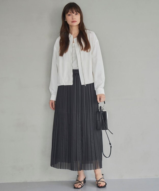 ICB 【洗える】シアープリーツオーガン スカート ブラック系