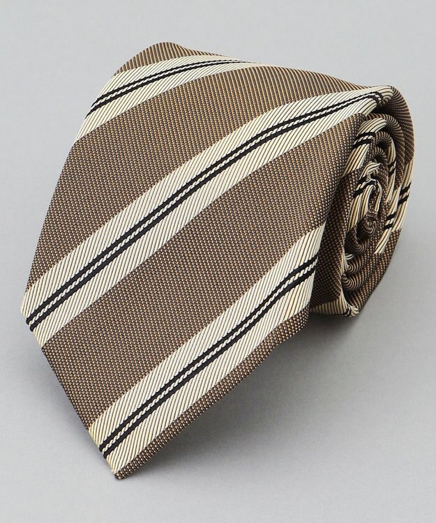 GOTAIRIKU  GOTAIRIKU別注【日本製】シルク ネクタイ_レジメンタル柄 ブラウン×ベージュ