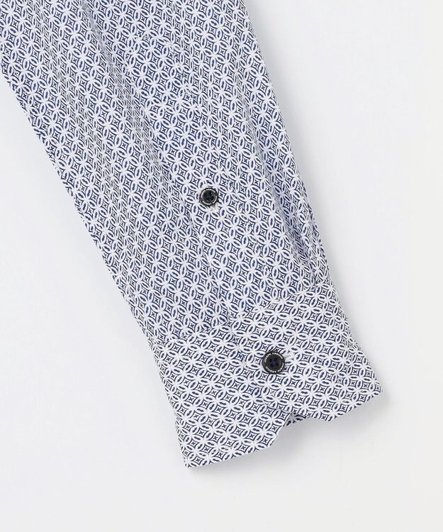 JOSEPH ABBOUD 【キングサイズ・オーガニックコットン・日本素材】ジオメトリックパターンプリントシャツ　26SSモデル ネイビー系5