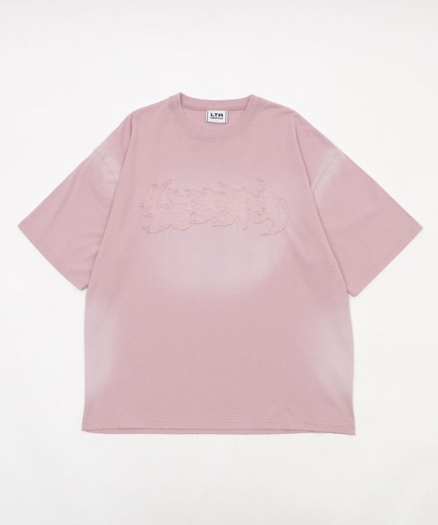 WEGO 【ユニセックス着用ITEM】ダメージアップリケグラフィックT（SS） ピンク