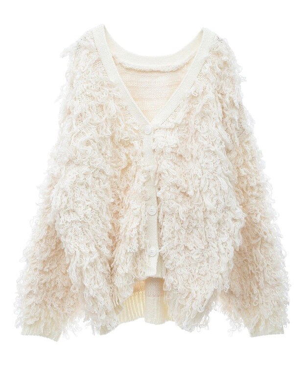 Green Parks フリンジニットカーディガン Off White