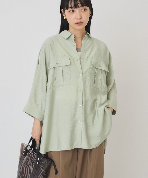 AMERICAN HOLIC 【予約】【WEB限定】接触冷感Wポケットシャツチュニック Khaki