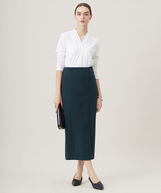 ICB 【洗える・WEB限定カラーあり】コンパクトダブルフェイス スカート ミッドグリーン系