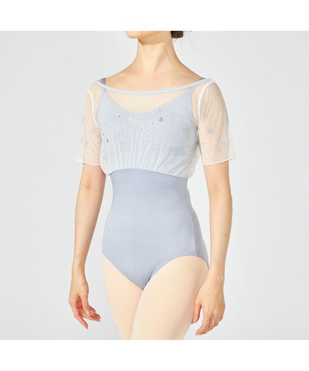 Chacott ハーフスリーブレオタード パールグレー