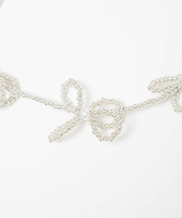 WEGO Lフラワービーズネックレス シルバー