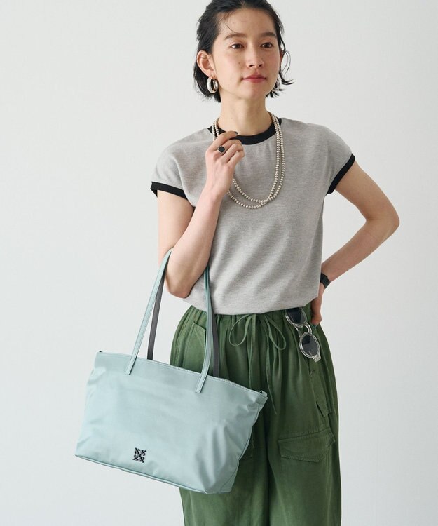 russet バイカラーレザーハンドルトートバッグ(SF-279) Sax