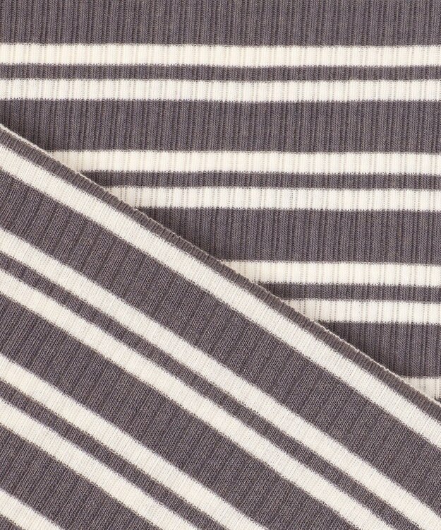 J.PRESS LADIES カシミヤシルクリブタートル ボーダー カットソー ホワイト系1