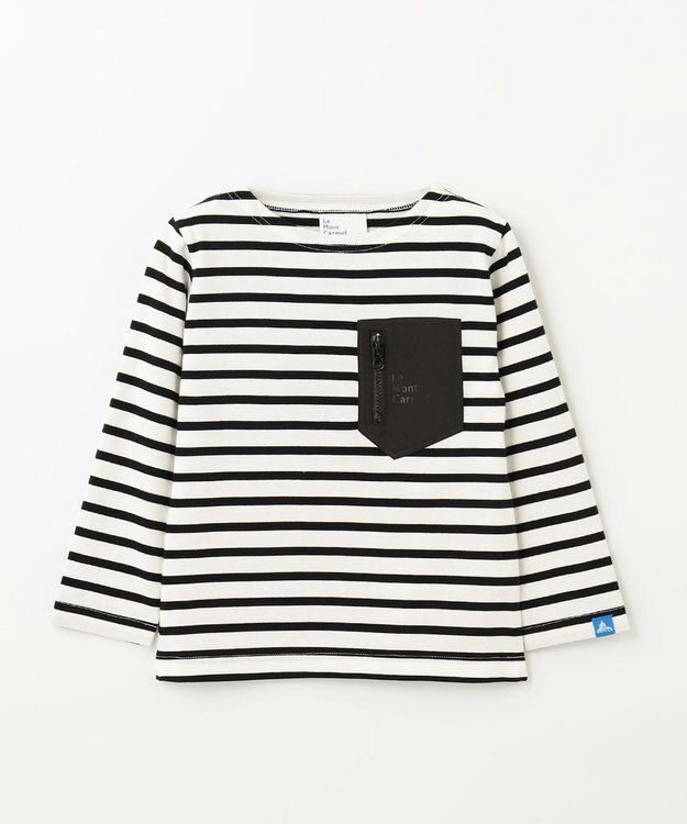 SHARE PARK LADIES 【KIDS】ボートネックボーダーＴシャツ オフ×ブラックボーダー