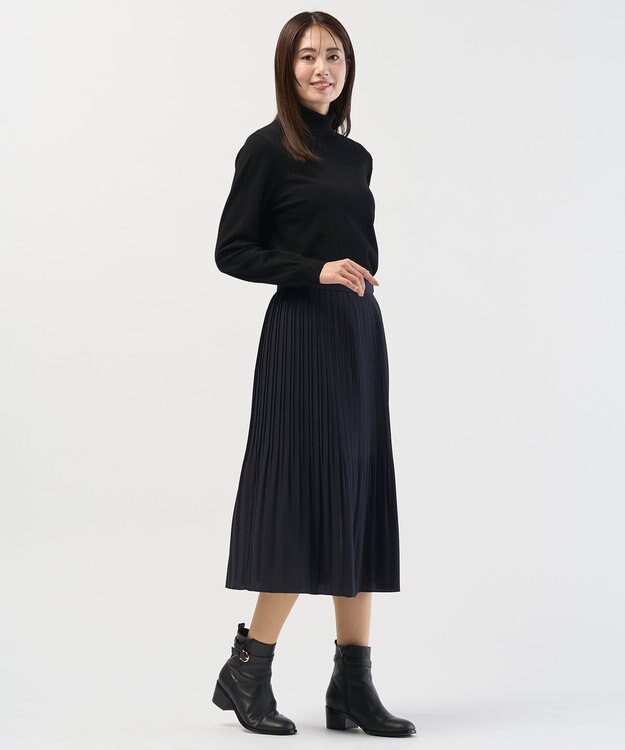 J.PRESS LADIES L ノルディス2wayジョーゼット プリーツ スカート ネイビー系