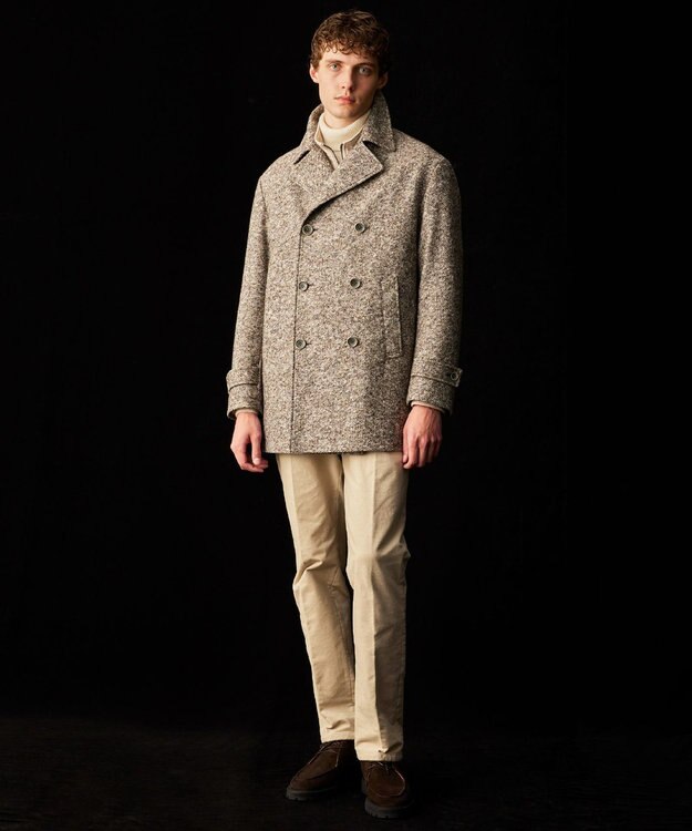 JOSEPH ABBOUD 【イタリア素材/軽量/中綿キルト裏地】ワイドカルゼ ウールジャージー コート ベージュ系