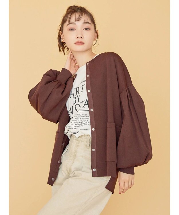 AMERICAN HOLIC エコカルットクルーネックカーディガン Brown