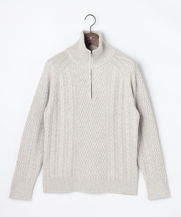 JOSEPH ABBOUD 【柔らか】ラムコットンハイネックジップ セーター ライトグレー系