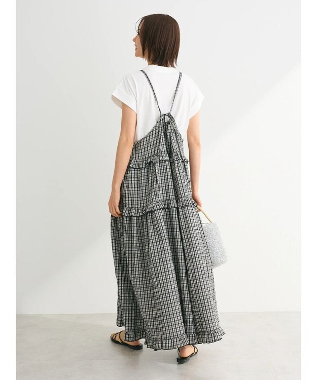 Green Parks ・Ｐｅｔｉｔ　Ｆｌｅｕｒ　チェックティアードキャミワンピ Off White