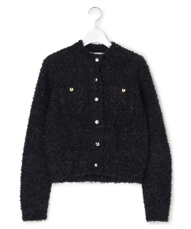 23区 【GOLD LABEL】リボンモールツイード ニットカーディガン ブラック系