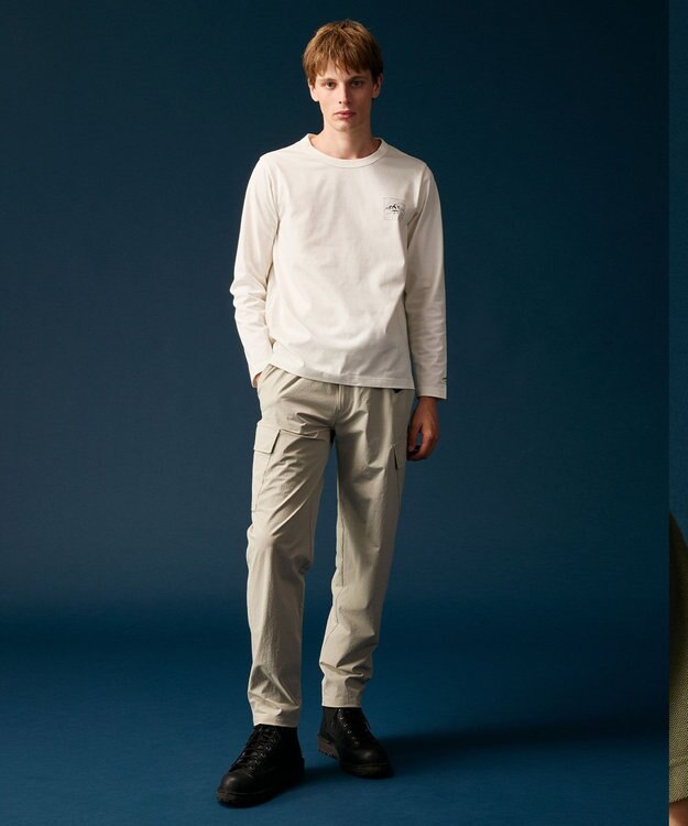 JOSEPH ABBOUD MOUNTAIN 【JAPANファブリック/吸水速乾】プレーティング天竺アウトドア Tシャツ ホワイト系