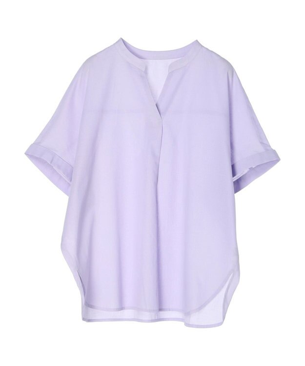 Green Parks 綿麻混フレンチスリーブスキッパーシャツ Lilac