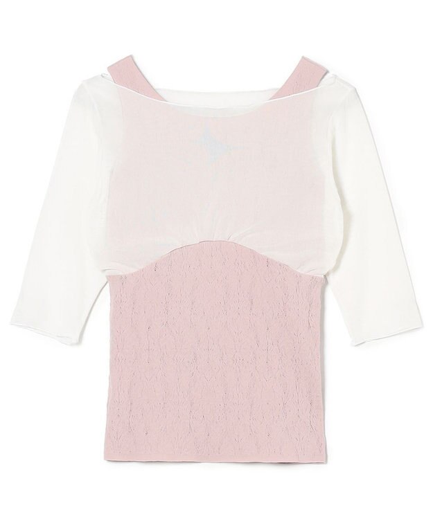 Chacott カップ付きレイヤードニットトップ グレージュ