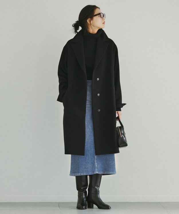 ICB L ミルドウール オフタートルプルオーバー ブラック系