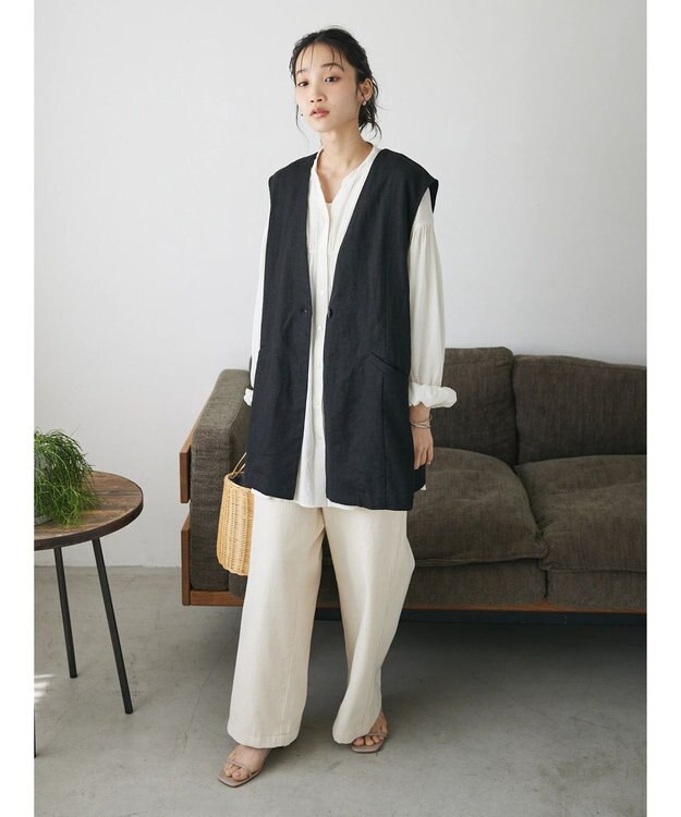 CRAFT STANDARD BOUTIQUE 【キナリノ別注】リネンレーヨンジレベスト Black