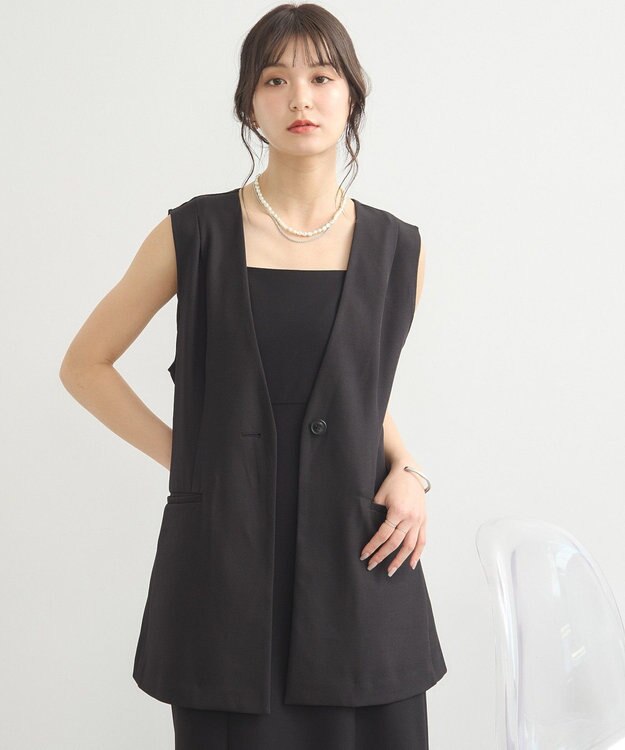 earth music&ecology ショルダータックジレ Black