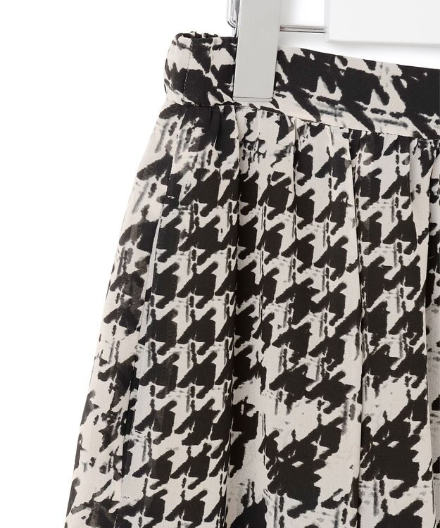 23区 S 【洗える】ハウンドトゥースアートプリント ギャザー スカート モノトーンプリント