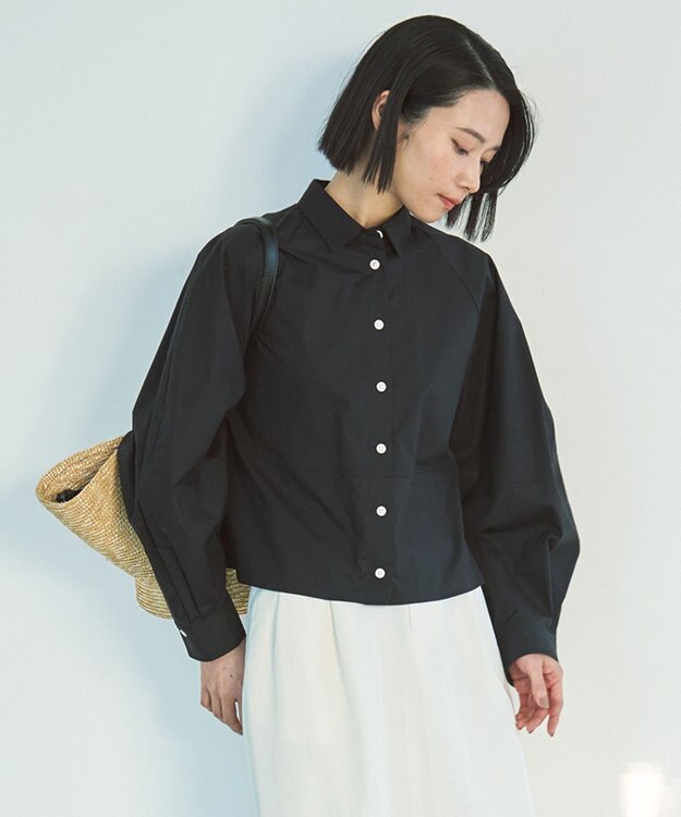 UNFILO コットンブロード フォルムシャツ ブラック