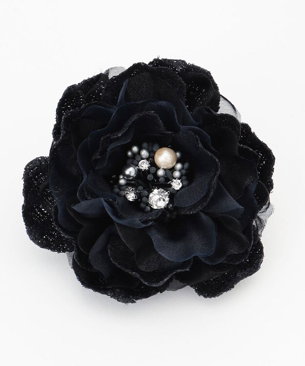 J.PRESS LADIES ツイード コサージュ ネイビー系