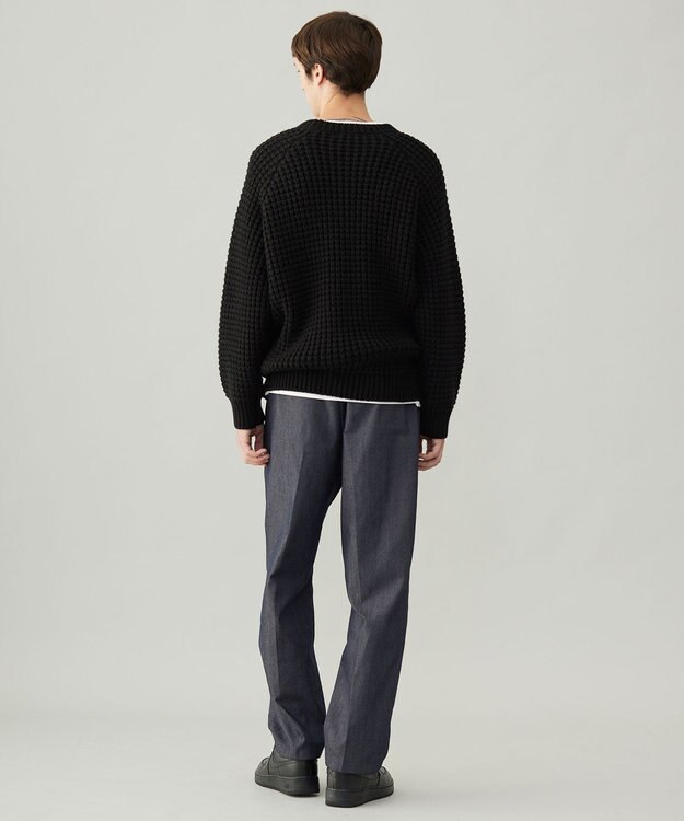 UNFILO MENS 【男女兼用】ウールポップコーン クルーネック ニット ブラック