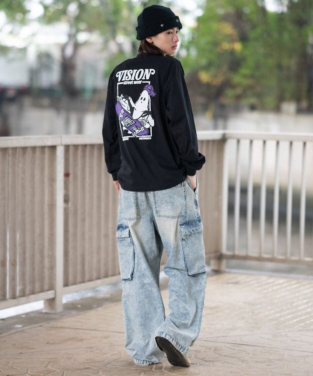 WEGO 【ユニセックス着用ITEM】別注VISIONゴーストスケーターグラフィックT（LS） ブラック