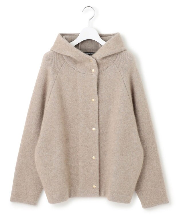 23区 ラクーンブレンドダブルフェイス ニット フーディー ベージュ系