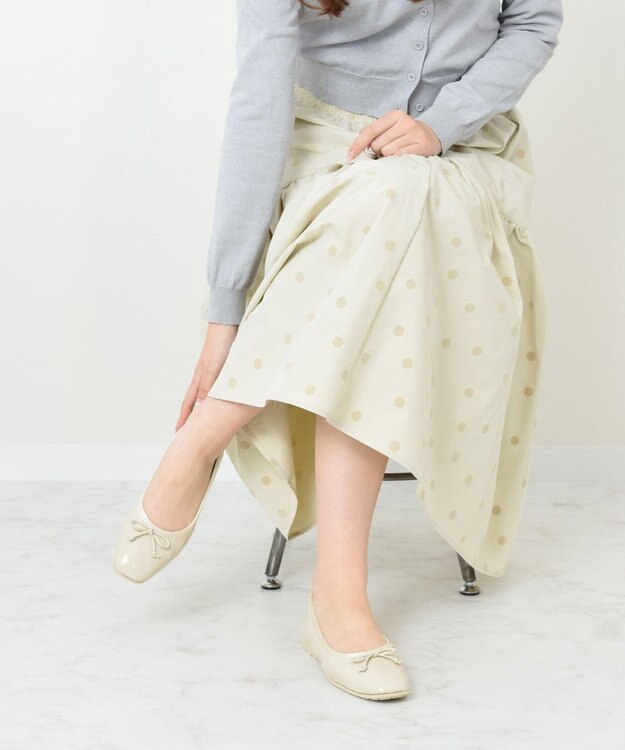 Bridget Birkin ＜3E＞【Bridget Birkin Walk】シンプルリボンバレエパンプス ライトベージュエナメル