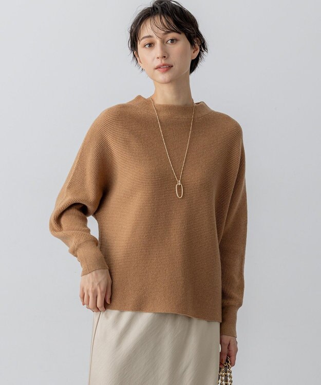 23区 【洗える】ウールカシミヤラメ ドルマンスリーブ ニット キャメル系