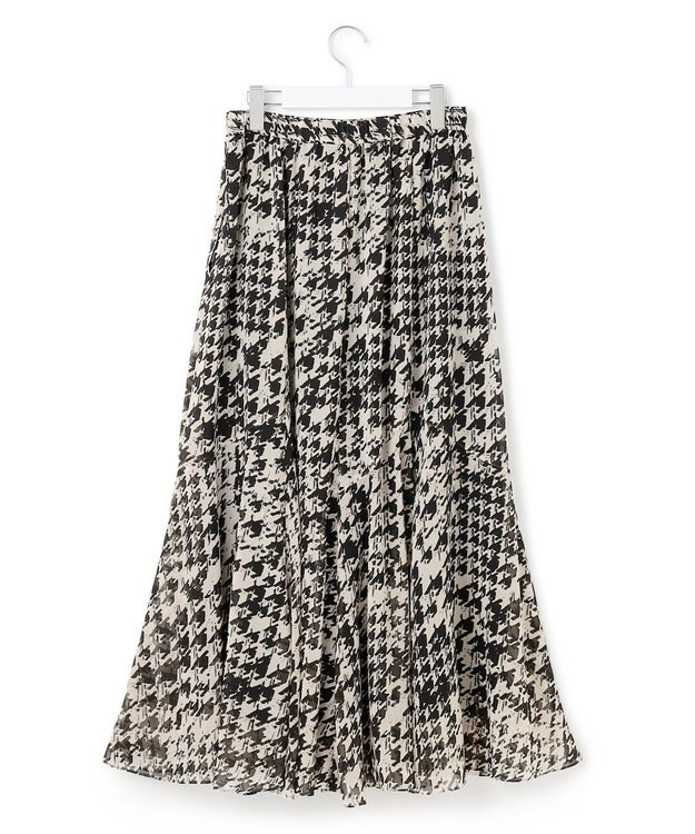 23区 S 【洗える】ハウンドトゥースアートプリント ギャザー スカート モノトーンプリント