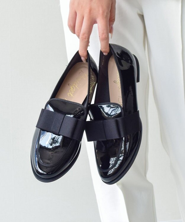 Bridget Birkin ＜抗菌消臭＞【Bridget Birkin】グログランリボンレインローファー ブラックエナメル