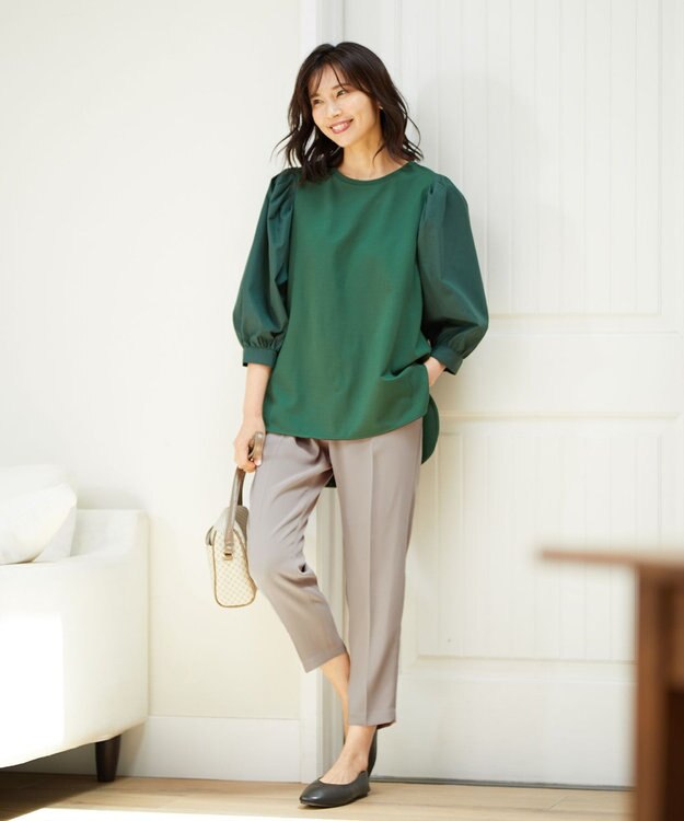 ANY 【ストレッチ/ウエストゴム】イージーケア美脚 パンツ グレージュ