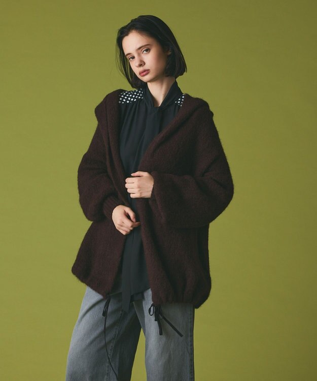 GRACE CONTINENTAL ストールアルパカカーディガン ブラウン