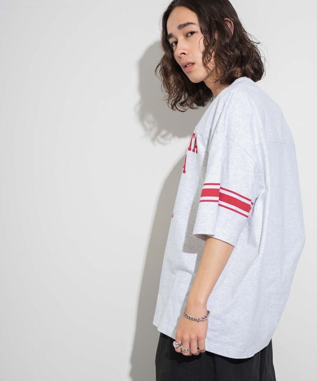 WEGO 【ユニセックス着用ITEM/手洗い可/MLサイズ】フットボールBIG　T（S） ライトグレー