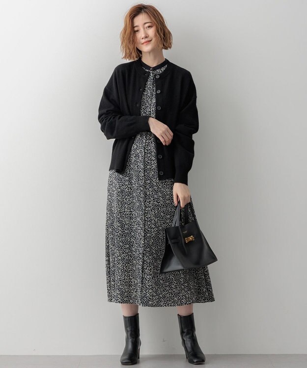 23区 L 【Oggi12月号掲載/洗える】ピュアカシミヤ ニットカーディガン ブラック系