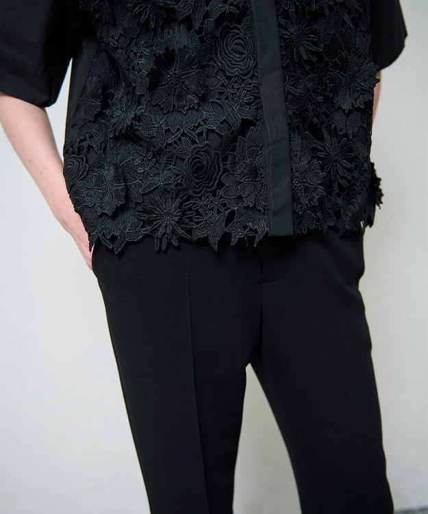 GRACE CONTINENTAL ダブルクロススリムパンツ ブラック