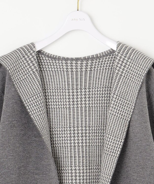 ANY SIS 【2WAY】リバーシブルフーディ アウター グレー×チェック