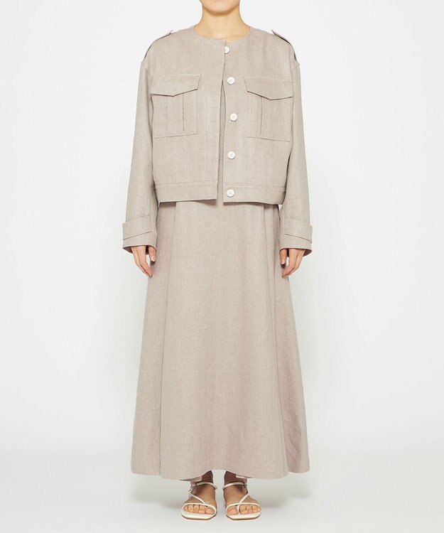 uncrave ヘリンボーン リネン ブルゾン（uncrave WHITE） フラックスA