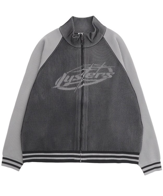 WEGO 【ユニセックス着用ITEM/MLサイズ展開】ラグラングラフィックニットブルゾン ブラック