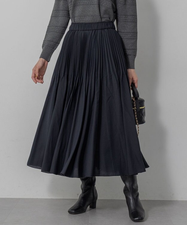 組曲 S 【加藤ローサさん着用】アンティークオーガンプリーツ スカート ネイビー系