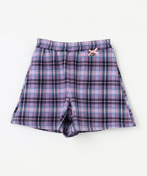 ANY KIDS 裏シャギーチェックショートパンツ ラベンダー系