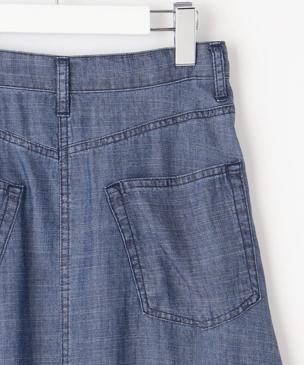 自由区 L 【洗える】テンセルリネンデニム  スカート ネイビー系